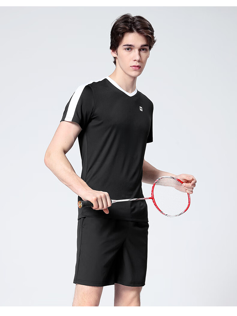 CAMEL Badminton Outfit for Men, Sun Protection Quick-Dry Sports Two-Piece Set Y1S2TLF652-1 White/black S 34