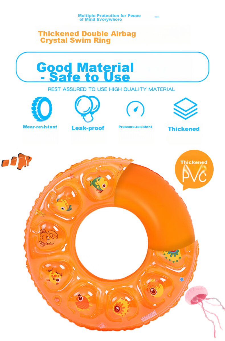 ASORAIN Thickened Double Air Chamber Crystal Swimming Ring, Inflatable Life Buoy for Adults And Children, Surfing And Water Play, Size 90 for Adults 4