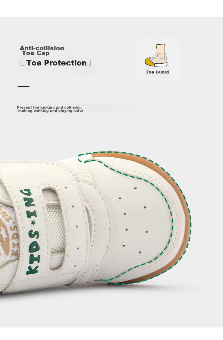 Kids.ing Cadix Baby Sneakers, Spring Season, Boys And Girls, Toddlers, Kindergarten, Functional Soft Sole Sports Shoes, White, Green, Size 25 8