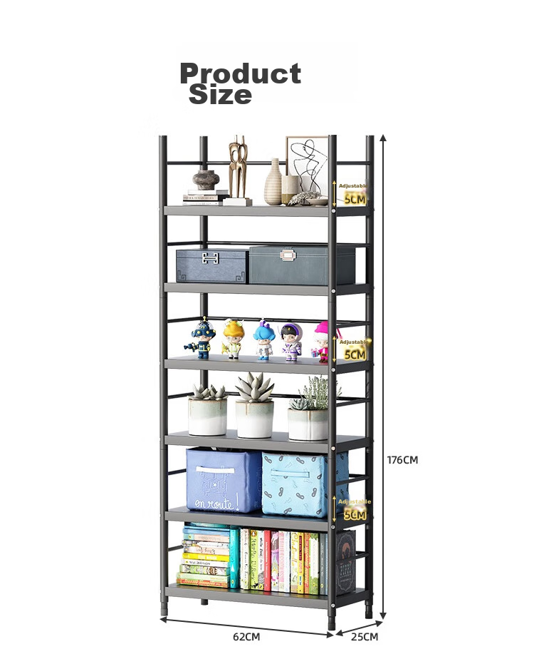 Anerya Steel Bookshelf, Floor-Standing, 176cm, Multi-Tier Simple Bookcase, Storage Rack, Display Shelf, Storage Organizer, 6 Layers, 62cm 12