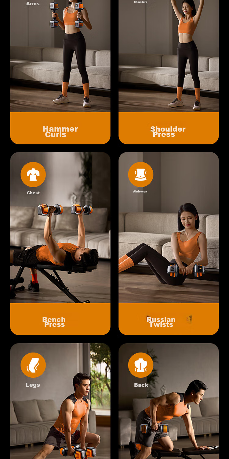 Feilipu Adjustable Smart Dumbbell Set for Men's Home Fitness Workout And Strength Training Equipment, Model 5301, 1 Pair 8