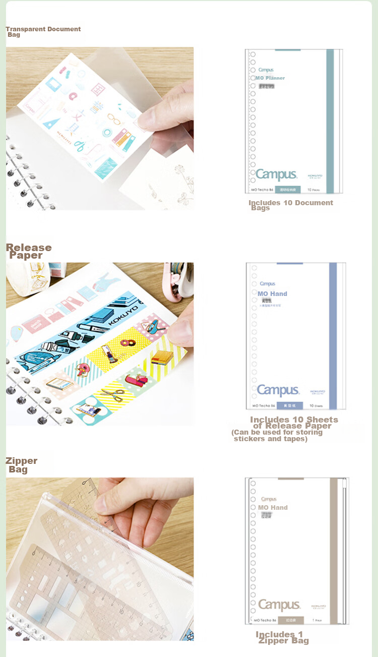 KOKUYO Campus MO Loose-Leaf Planner Notebook Refill Pages, 20 Sheets Monthly Planner Grid, WCN-CDTAR04 7