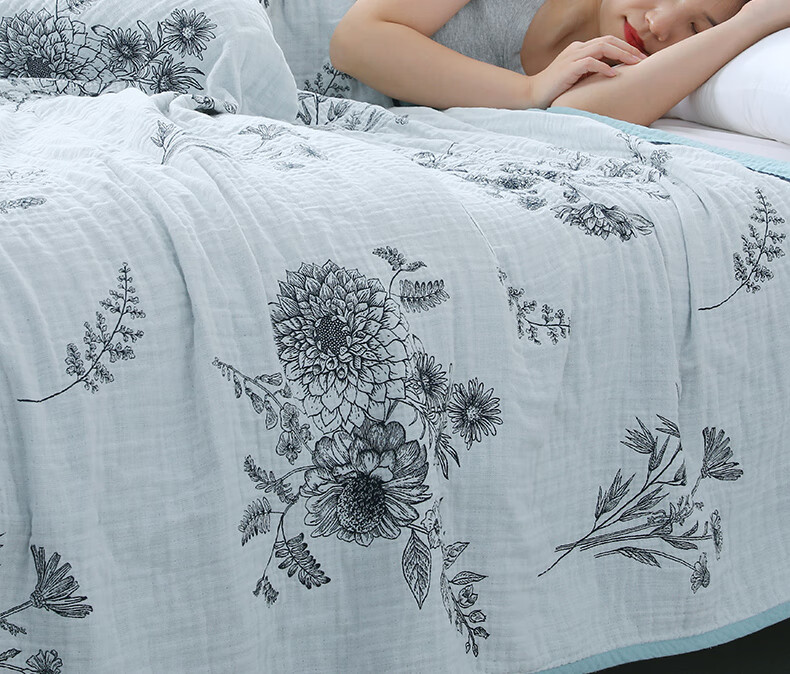 KING SHORE Class A Pure Cotton Three-Layer Undyed Gauze Towel Blanket, Washable Air Conditioning Quilt, Multifunctional Nap Blanket, One Piece 7