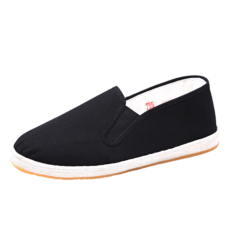 BUS HEYUAN Slip-On Dad Shoes, Traditional Chinese Style Handmade Thousand-Layer Sole Old Beijing Cloth Shoes for Men, LFN9102, Cowhide Sole, Size 40