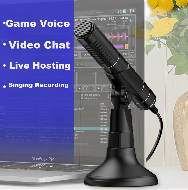SAST OK-57B Computer Microphone for Desktop, Laptop, Conference, Online Classes, Video Games, Remote Voice Broadcasting, PUBG, USB Sound Card Wired Mic Condenser 4