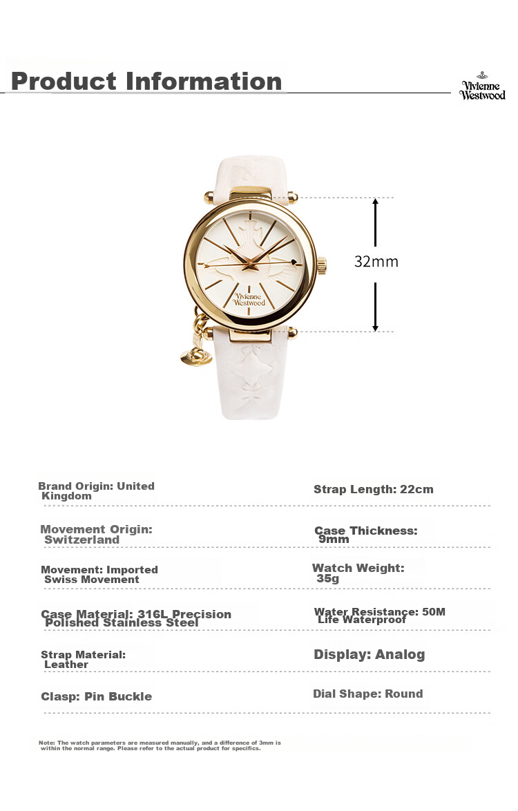 Vivienne Westwood Ladies' Watch, Small Gold Watch, Birthday Gift for Girlfriend, VV006WHWH 12