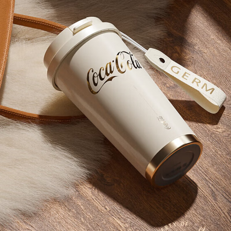 Germ Coca-Cola Shining Cup GE-CK22AW-B15-1 Straw Insulated Cup Cream White 500ML