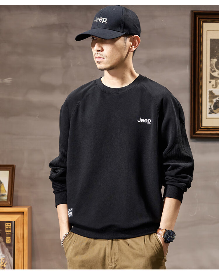JEEP 2026 Spring And Autumn Loose Comfortable Men's Sweatshirt, Casual Sports Top, Round Neck Long-Sleeve Pullover Sweatshirt for Me 21
