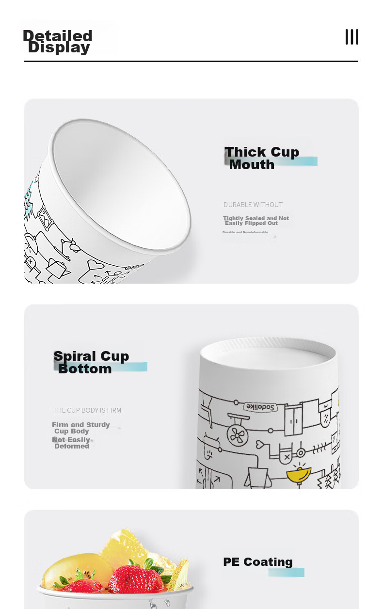 Sodolike Shangdao Disposable Paper Cups, 230ml Thick Paper Cups, Pack of 100, for Office, Business, And Home Use 9