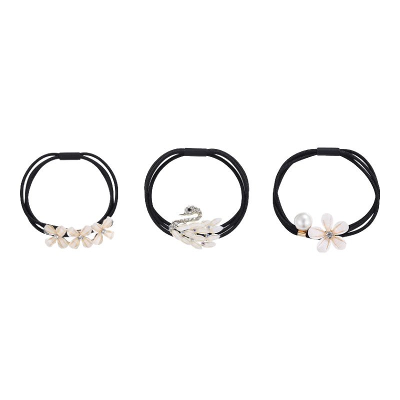 CHIMERA 3-Piece Hair Ties, Swan Flower Hair Bands, High-Elasticity Hair Ties, Rubber Bands for Women, Mid-Autumn Festival Gift