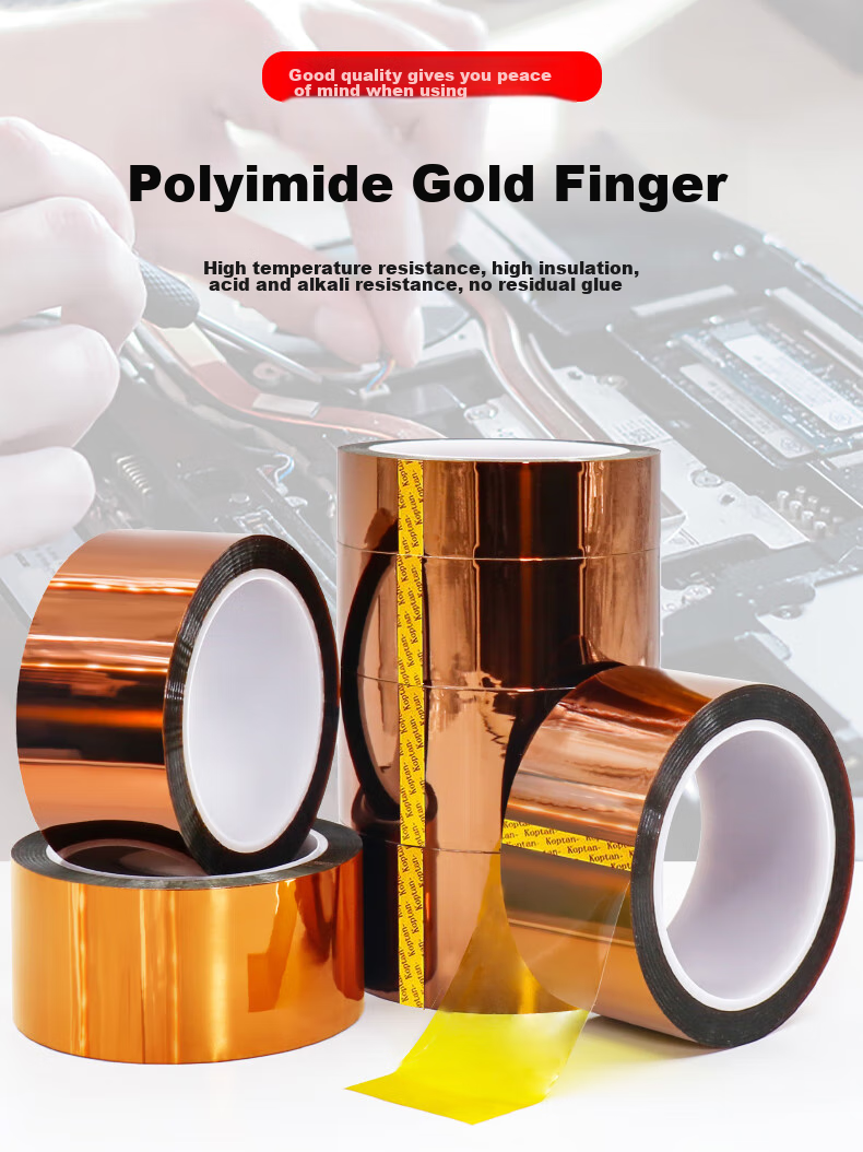 Elifo Insulation High-Temperature Resistant Tape, Golden Finger Polyimide Tape, Heat Insulation up to 300 Degrees, Golden Yellow Battery Tape, Heat-Resistant Tea-Colored Semi-Transparent Adhesive Paper, 1 Roll 10mm*33m 1