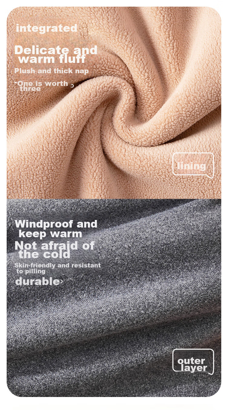 Hengyuanxiang Autumn New Lambswool Cotton Pants for Men, Warm Fleece-Lined Double-Layer Large Size Wool-Knee Protection Base Layer Pants, Black XL 7