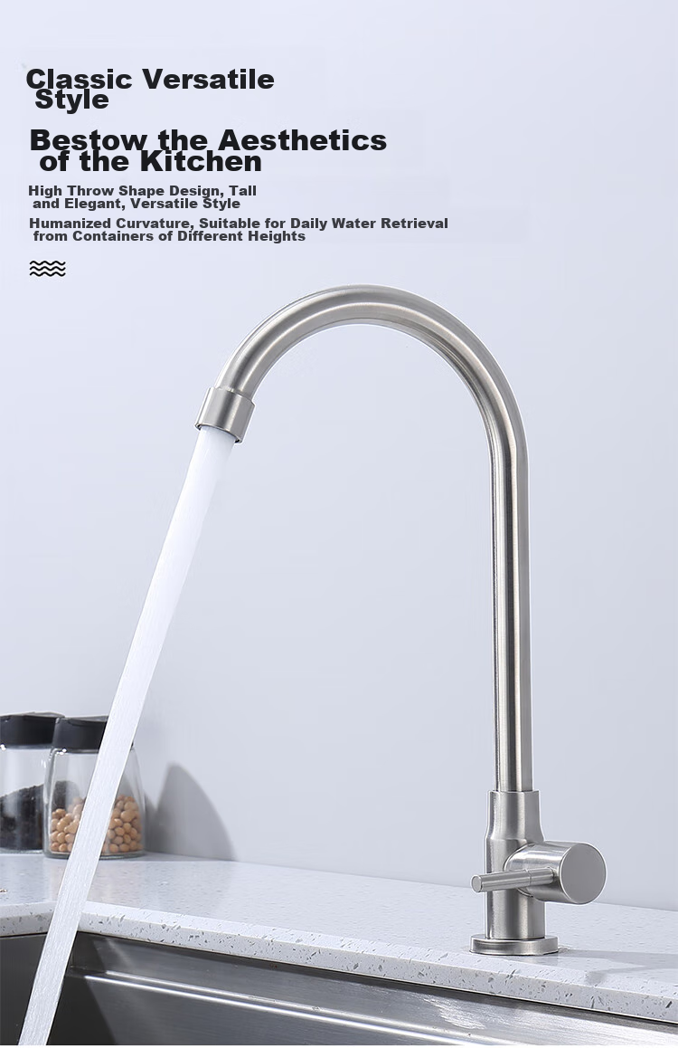 Larsd Single Cold Kitchen Faucet, Stainless Steel Sink Faucet for Vegetable Washing Basin, Laundry Tub, And Dishwashing Sink DL-18 3