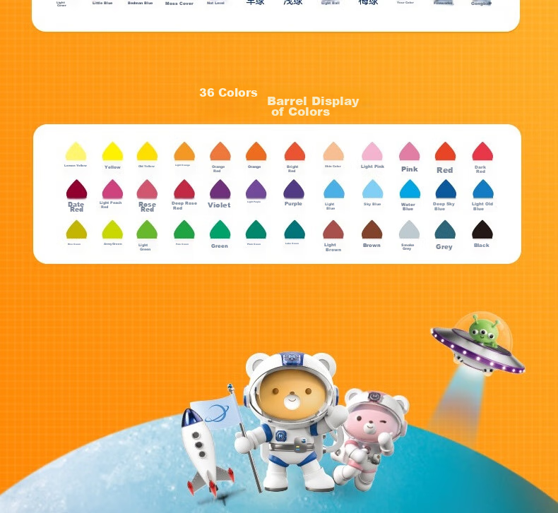 Deli Easy-To 12-Color Watercolor Markers, Food-Grade Non-Toxic for Ages 2-6, Conical Tip, Easy to Doodle And Draw, Art Supplies, Anti-Shrinkage, Cute Astronaut Design, Gift for Girls, Children's Gift, Sketching Watercolor Pens 31