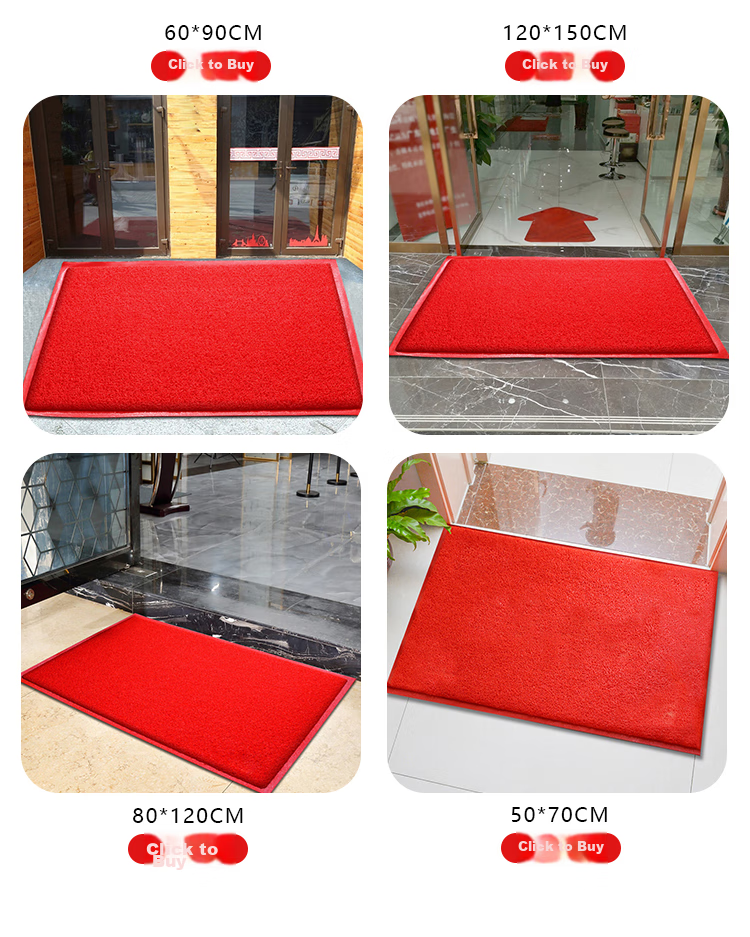 DIYIN Entrance Door Mat, Welcome Doormat, Waterproof Loop Pile Mat for Main Doorway, Non-Slip Mat, Red without Text, 50*70cm 7