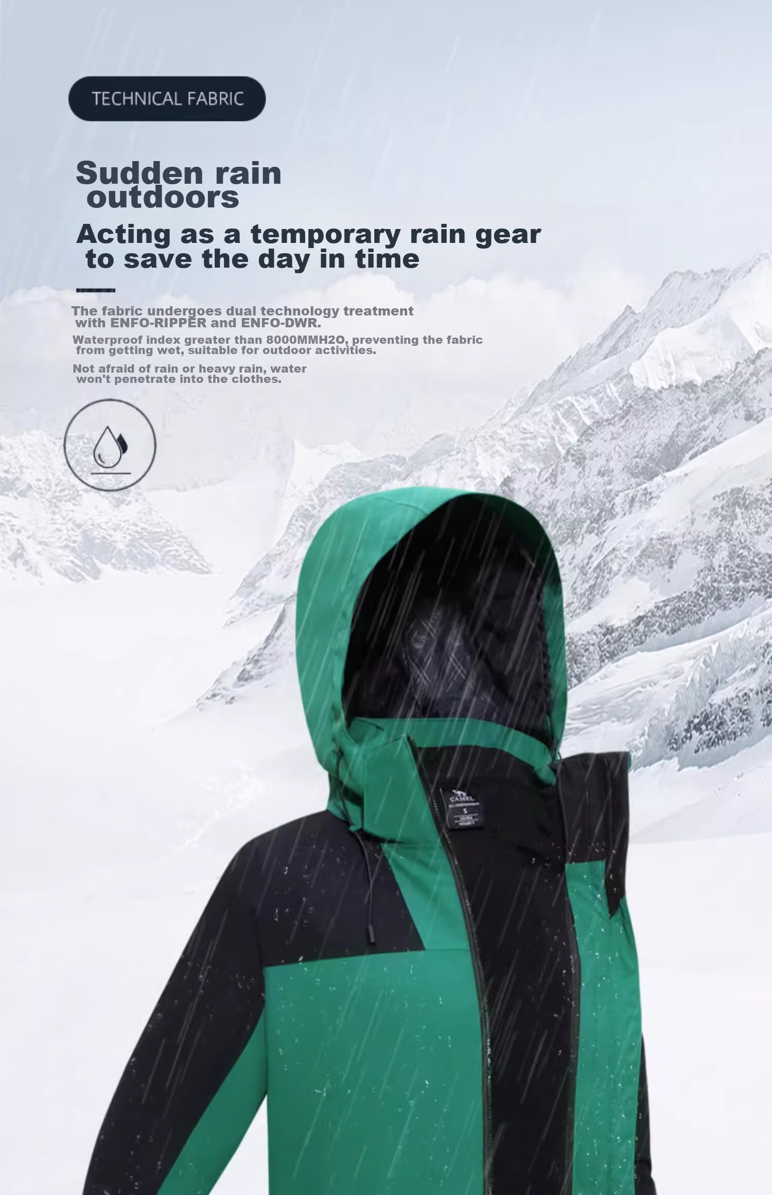 CAMEL Windbreaker for Men And Women, Couples Style, Moisture-Wicking, Cold-Resistant, Warm Fleece Three-In Mountaineering Jacket A1W13a1118 7