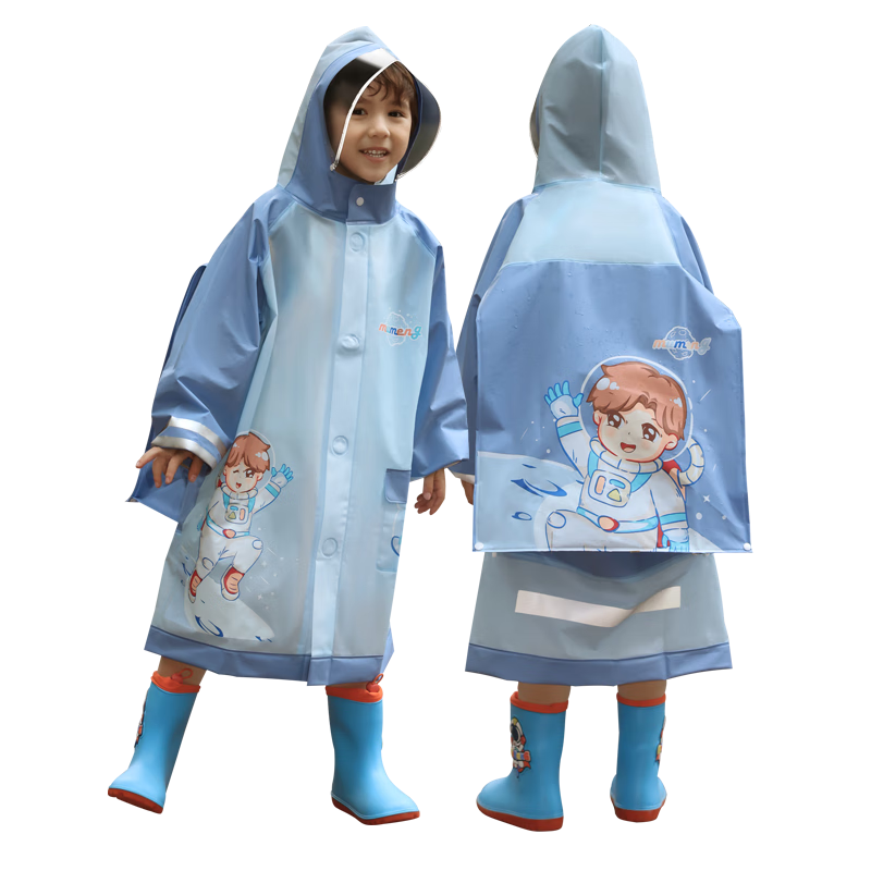 Moremerry Children's Raincoat for Boys And Girls, Full-Body Waterproof, Baby And Big Kids Thick Cartoon Poncho, Adventure Boy, 3XL
