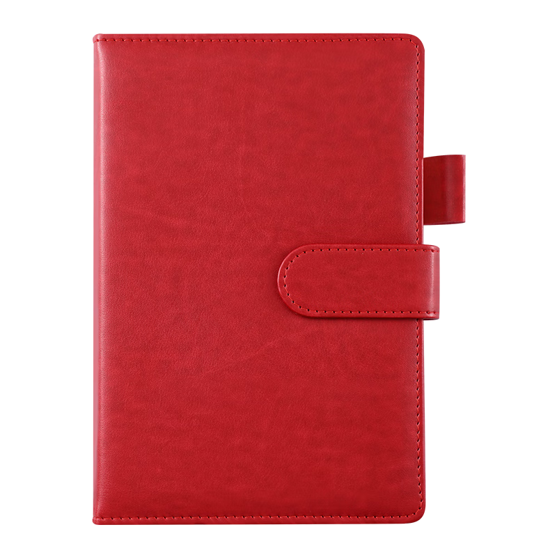Jiaranheng Business Notebook, Stylish And Simple Design, Thickened with Buckle, Leather Cover, Journal for College Students, Diary, Office Stationery, Meeting Record Book, Customizable, B5 Size, Red Color