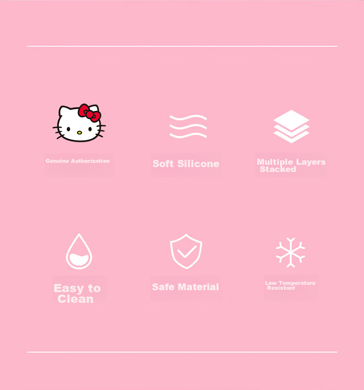 Xuechu Ice Cube Mold, HELLOKITTY Cartoon Silicone Ice Maker, with Lid, Food Storage Container, Ice Cream Mold 2
