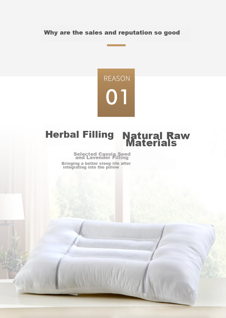 AVIVI Herbal Pillow, Cassia Seed Pillow Core, Cervical Pillow, Herbal Lavender Comfortable Sleep Low Pillow, 45*70*6cm 4