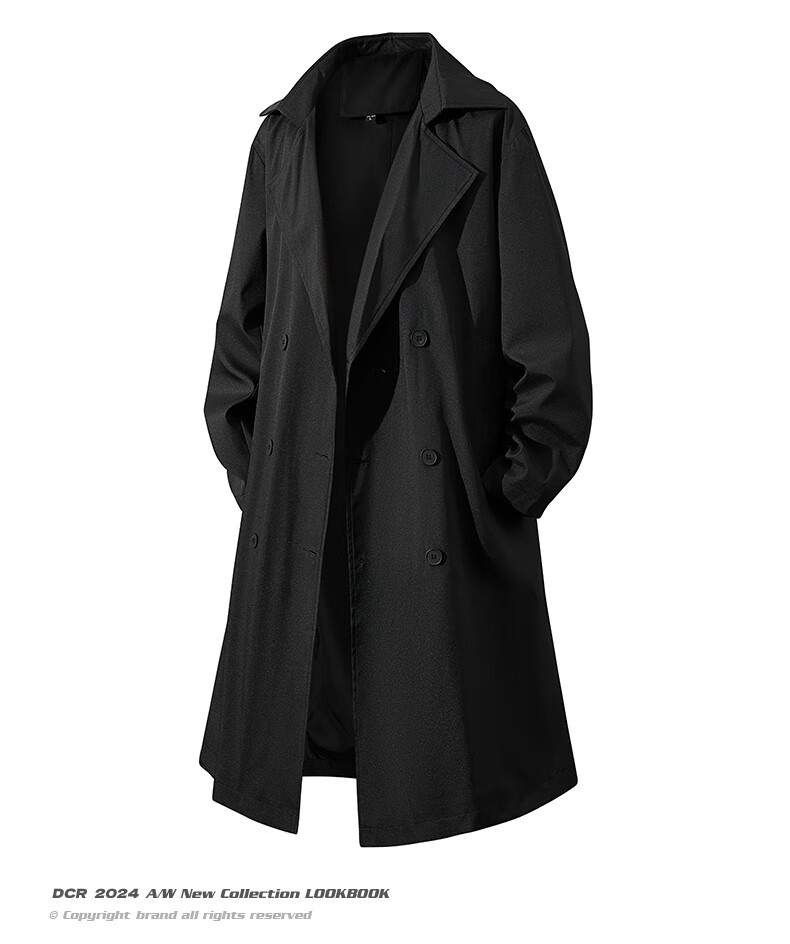 NASA GOOD Mid-Length Trench Coat for Men And Women, Autumn Fashion Loose Fit Casual Draping Versatile Jacket for Young People, Khaki, Size L 24