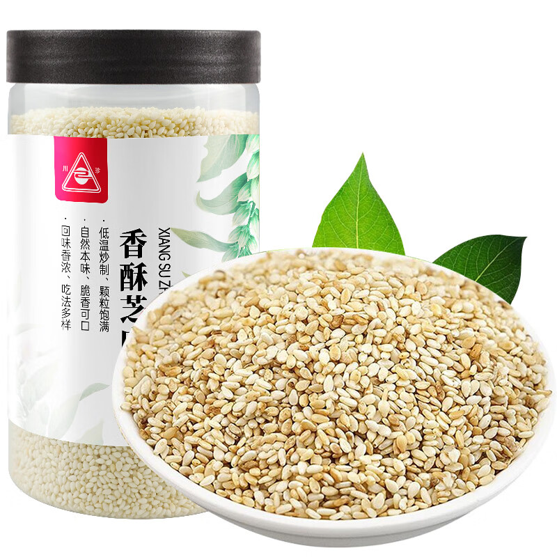 川珍香酥芝麻330g熟白芝麻免洗即食低温炒制干吃烘培原料调料五谷杂粮