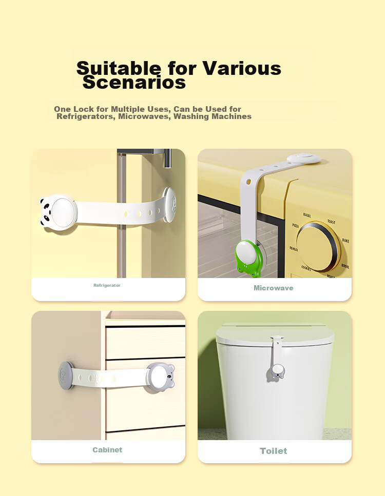 Bangbangzhu Anti-Opening Drawer Lock, Child Safety Lock, Protective Refrigerator Cabinet Door Lock, Anti-Pinch Handle Lock, Cartoon Lock, Pack of 6 7