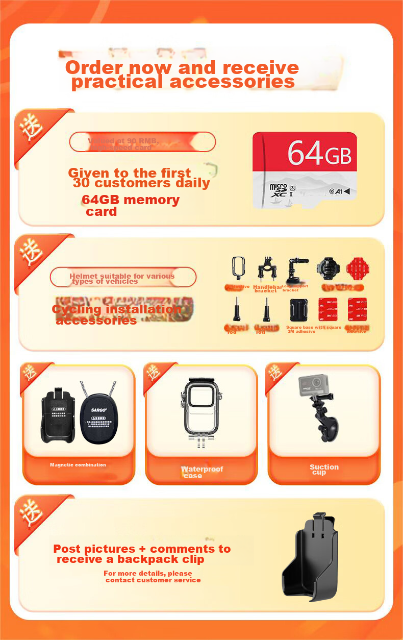 Shangou G20 Thumb Action Camera, Touchscreen 4K Enhanced Anti-Shake Portable Recorder, VLOG Shooting Outdoor Cycling Fishing Travel First-Person View Pre-Record Action Camera 64GB 1