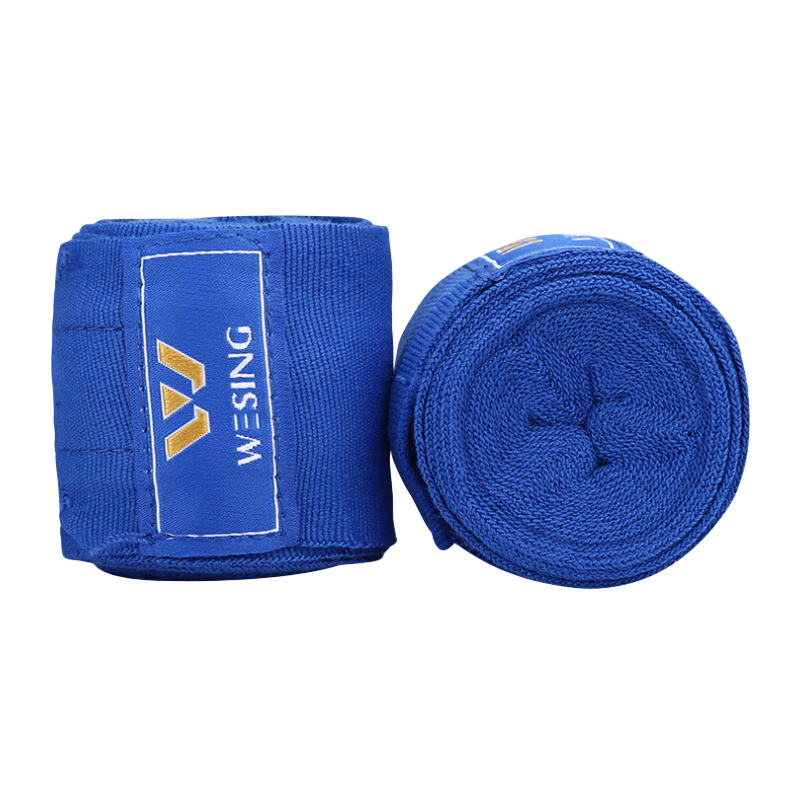 Jiurishan Boxing Hand Wraps, Gloves Wraps, Sanda Fighting, Muay Thai Hand Wraps [Blue 3-Meter Elastic Cotton]