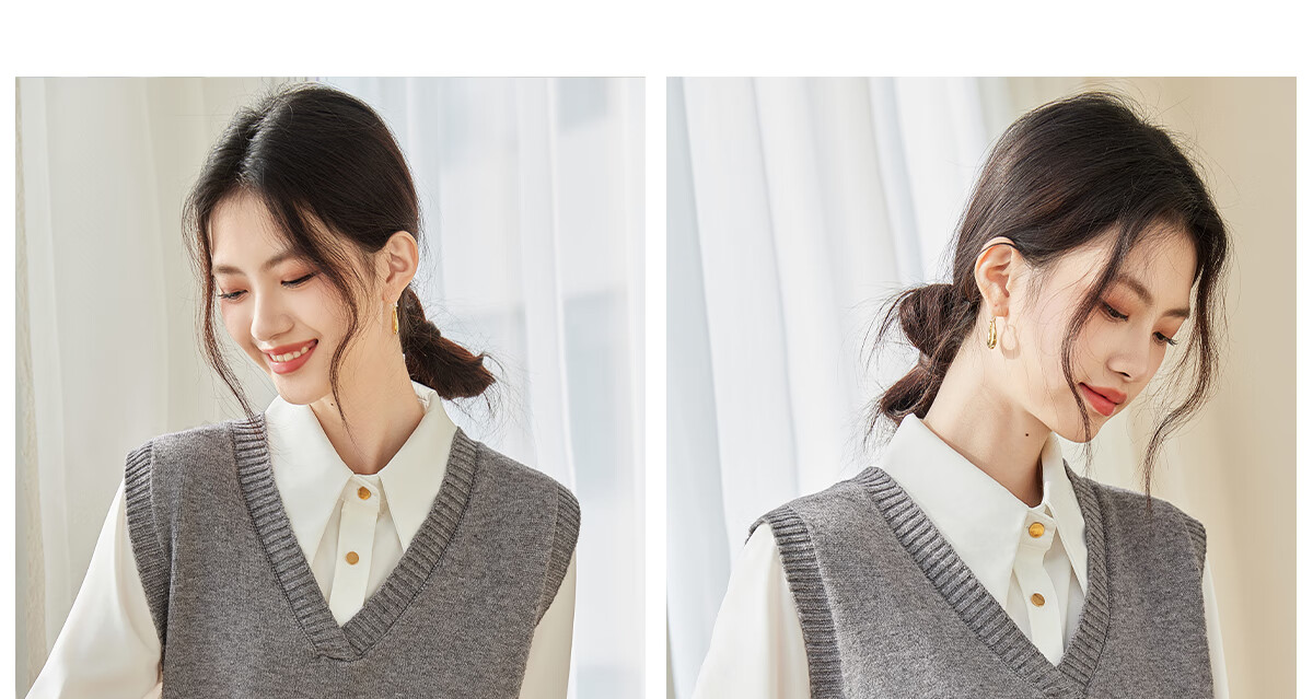 PinCai Knitted Vest for Women, V-Neck Sweater, Sleeveless Cardigan, Loose-Fitting Top P137Z5837 33