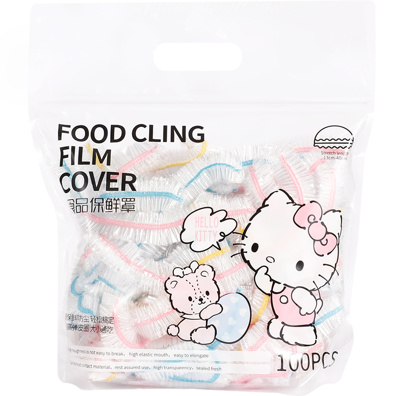 Yekee HelloKitty Colorful Disposable Food Covers, Anti-Flavor Transfer, Universal Striped Style, 100 Pieces, K-8168