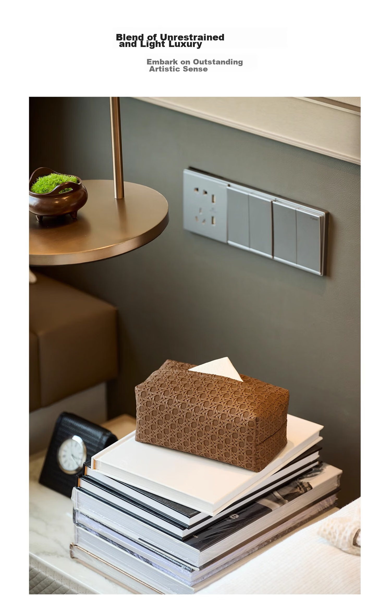 Fanyejia Tissue Box with Rattan Pattern, Luxury Leather Tissue Holder, Storage Box for Living Room, Bedroom, And Dining Table 13