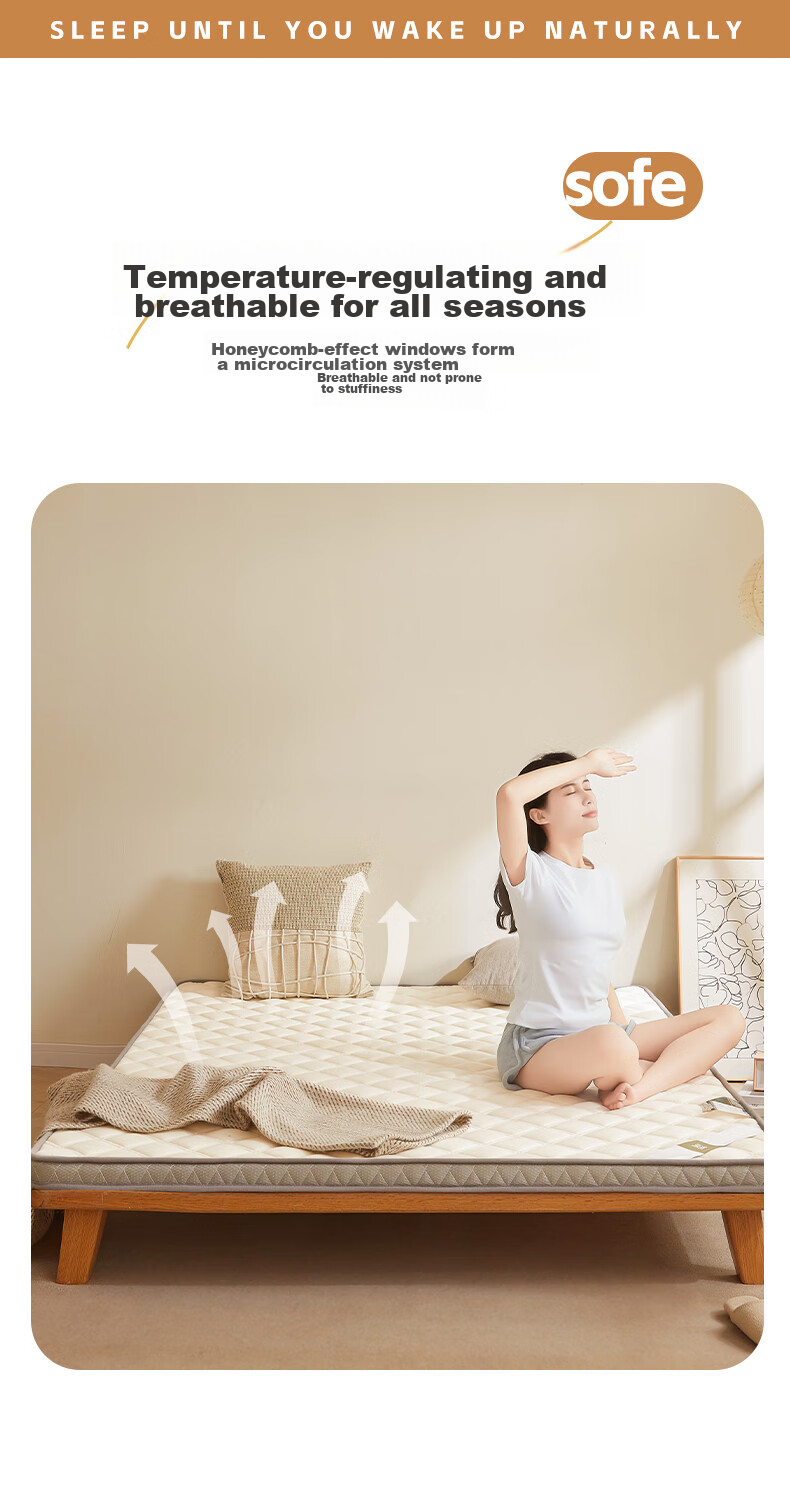 Sushidai Latex Memory Foam Mattress, Class A, 1.5-Meter Simmons Mattress, Thickened Foam Tatami Soft Pad, 150*200 15