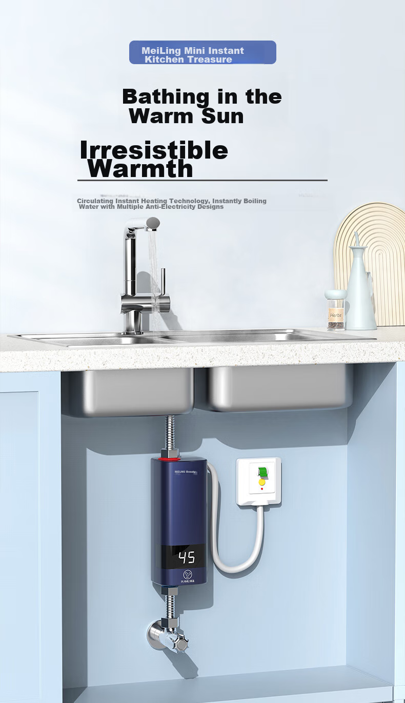 MeiLing Instant Electric Water Heater, Fast Heating Water Heater for Home Use, Quick Heating, 5500W Variable Frequency Constant Temperature, Small Kitchen Treasure MJR-DC5548 Conduit Box Model 1
