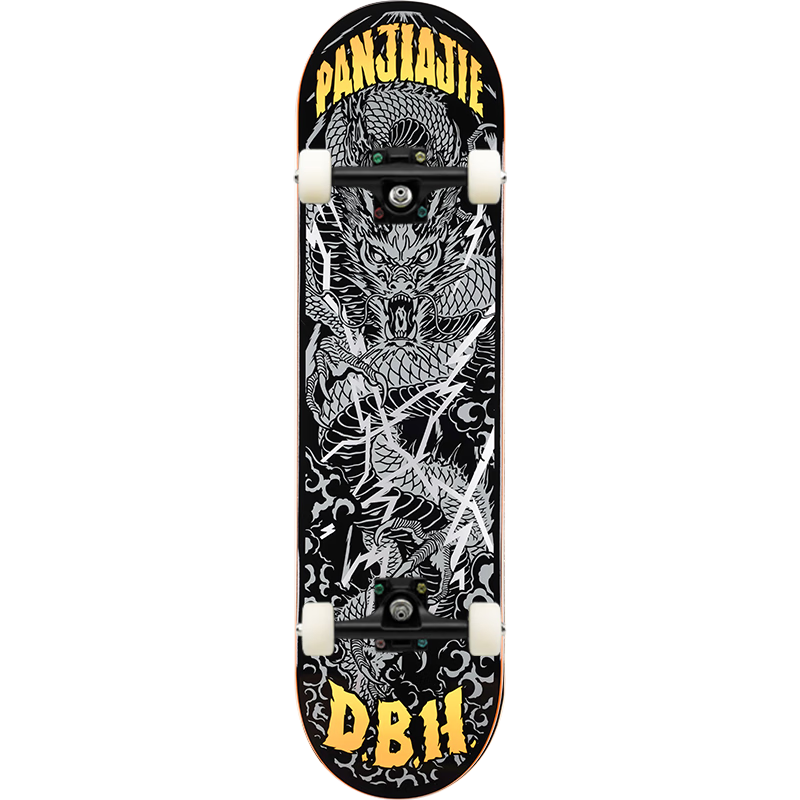 DBH Skateboard, Professional Board for Beginners, Children And Adults, Boys And Girls Aged 6-12 Double-Warped Board, Four-Wheel Silver Dragon 8.0 Inch