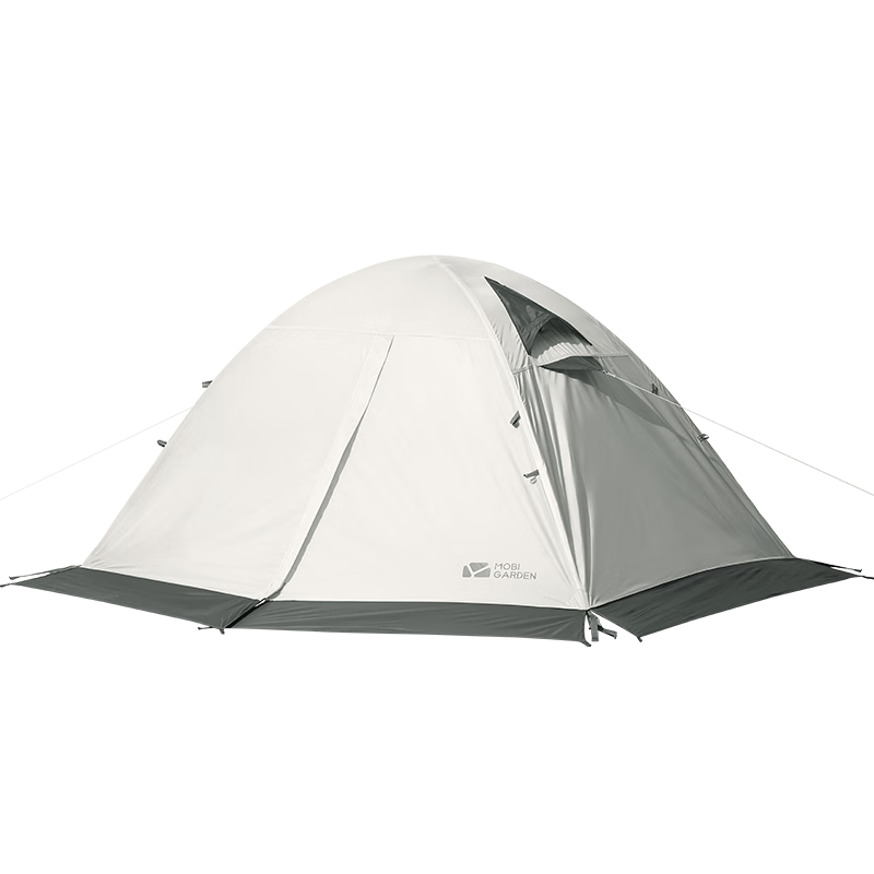 MOBIGARDEN Tent, Outdoor Camping with Snow Flap Three-Person Four-Season Tent Cold Mountain 3PLUS NXZQU61018, Dawn Mist White