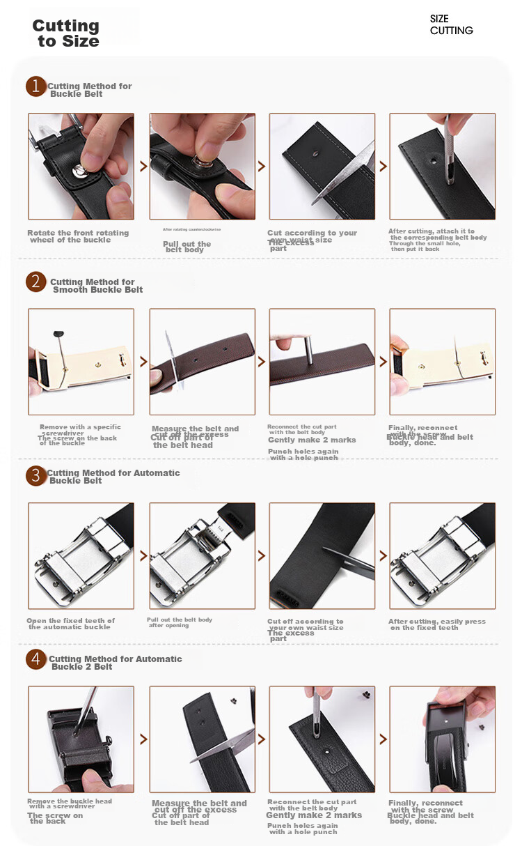 ELLE HOMME Men's Belt, Top-Grain Leather Buckle + Pin Buckle Belt, Stainless Steel Buckle Set, Birthday Gift for Me 14