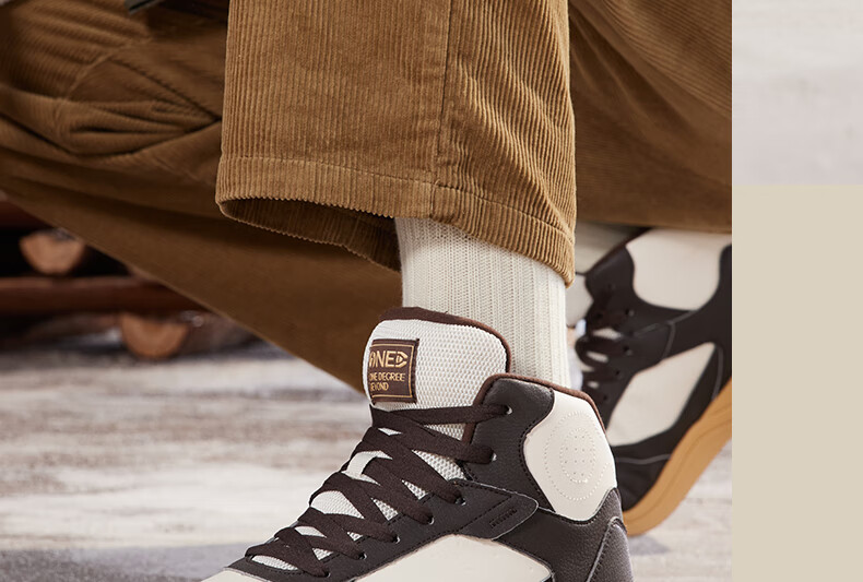 361° Men's Sports Shoes, Autumn And Winter High-Top Fleece-Lined Warm Cotton Shoes, Casual Sneakers for Men, 672146606A-8 28