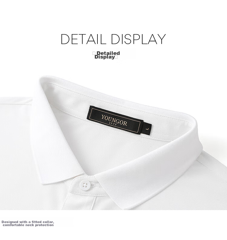 YOUNGOR [Cool Sun Protection] New 2026 Style, Turn-Down Collar, Business Casual, Shape-Retaining, Breathable Short-Sleeve POLO Shirt, Bleached, XL 17