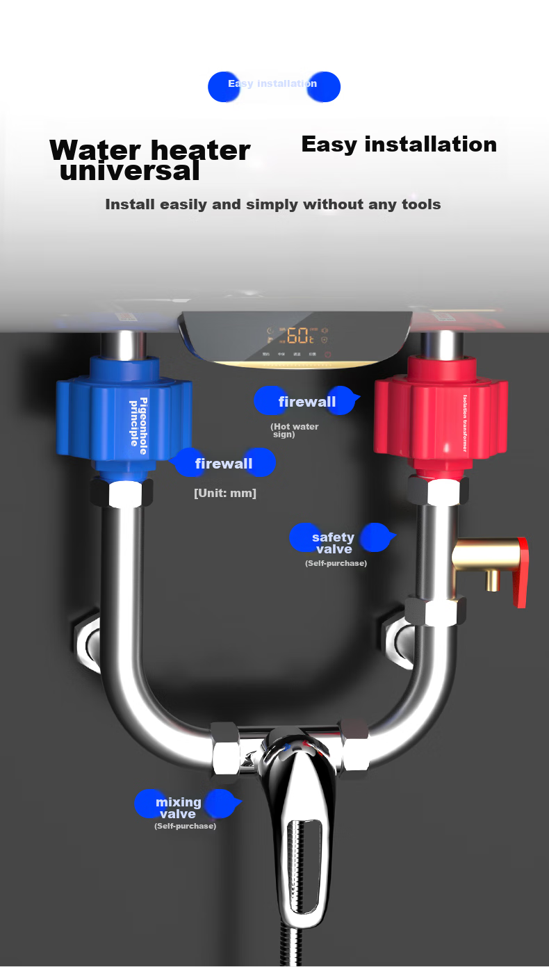 Muvi Water Heater Pressure Relief Valve, Electric Water Heater Safety Valve, Water Heater Pressure Reducing Valve, Universal Accessories, All-Copper One-Way Valve 7