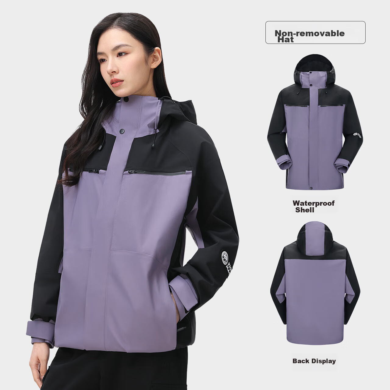 CAMEL Unisex Single-Layer Hard Shell Lightweight Waterproof Windproof Mountaineering Jacket [Panda Series] 1136 L