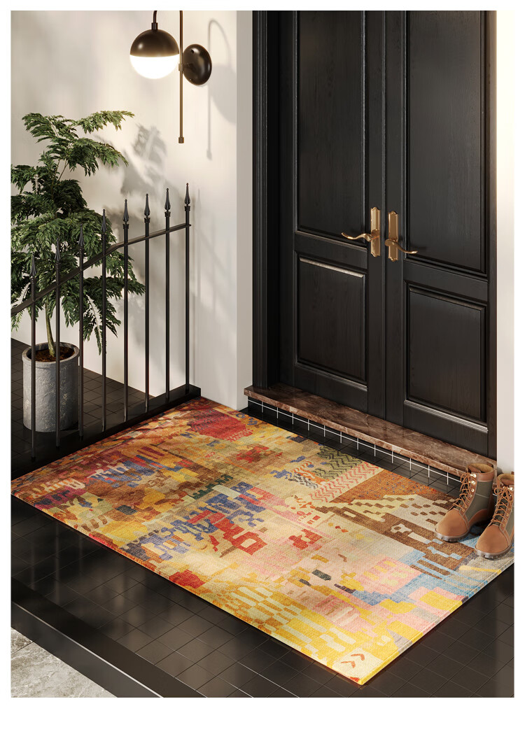 ZHUJUN American Retro Entrance Mat, Hallway Carpet, Doormat, Living Room Entrance Mat, Dust-Removing, Dirt-Resistant, Non-Slip Foot Mat 13