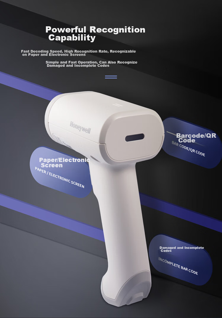 Honeywell Wireless Barcode Scanner, Barcode Scanner, Barcode, QR Code Scanner, Mobile Screen Code Scanner, Logistics Supermarket Pharmacy Barcode Scanner, OH462 White 9