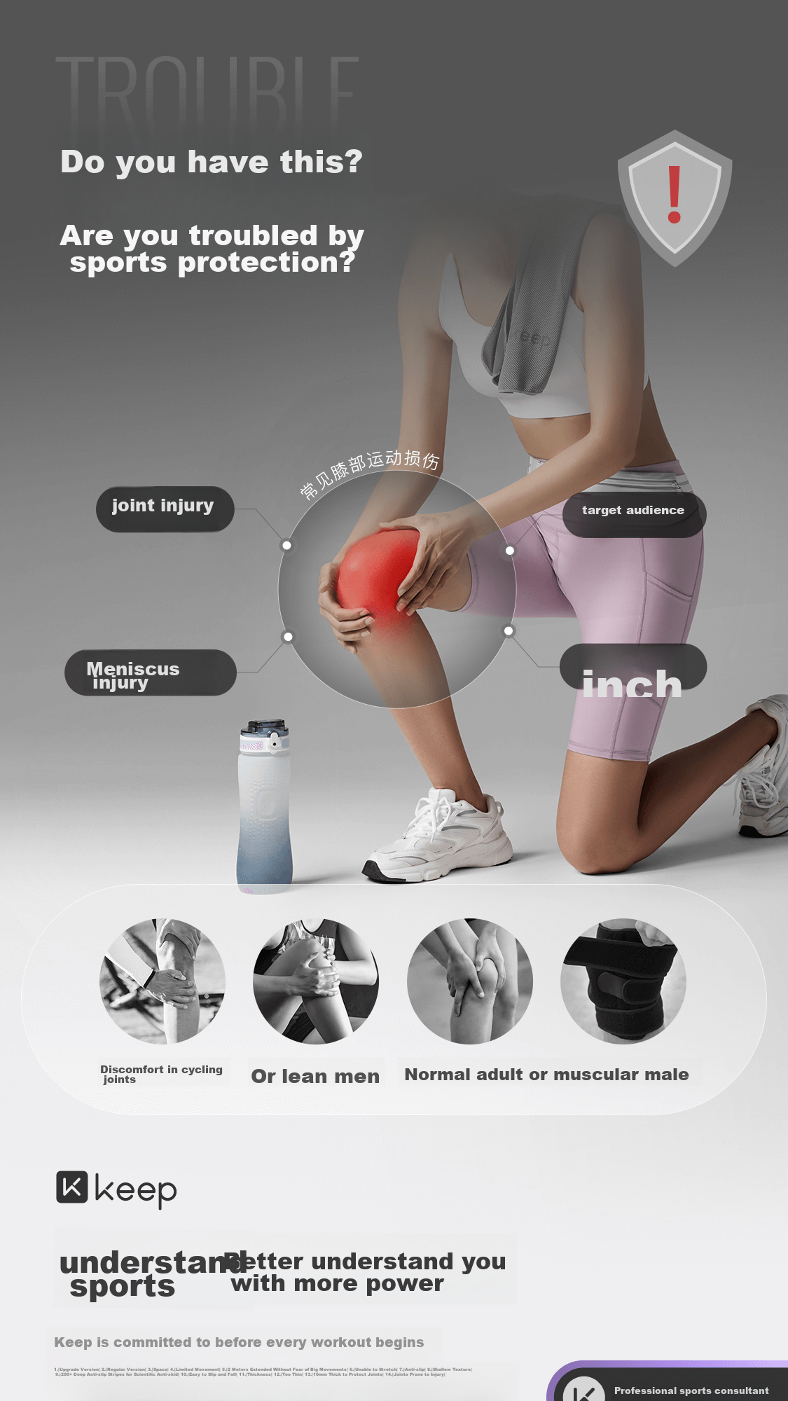 Keep Knee Brace for Sports, Meniscus Support, Running, Basketball, Badminton, Unisex Protective Gear for Knee Protection K-rox 1