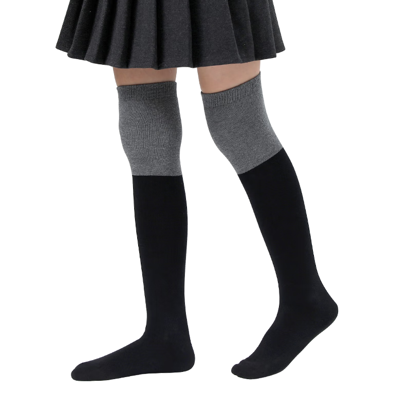 Barbie Children's Mid-Calf Socks, Girls' Knee-High Socks, Spring And Autumn Black High Socks, Girls' Student Over-Knee Long Socks