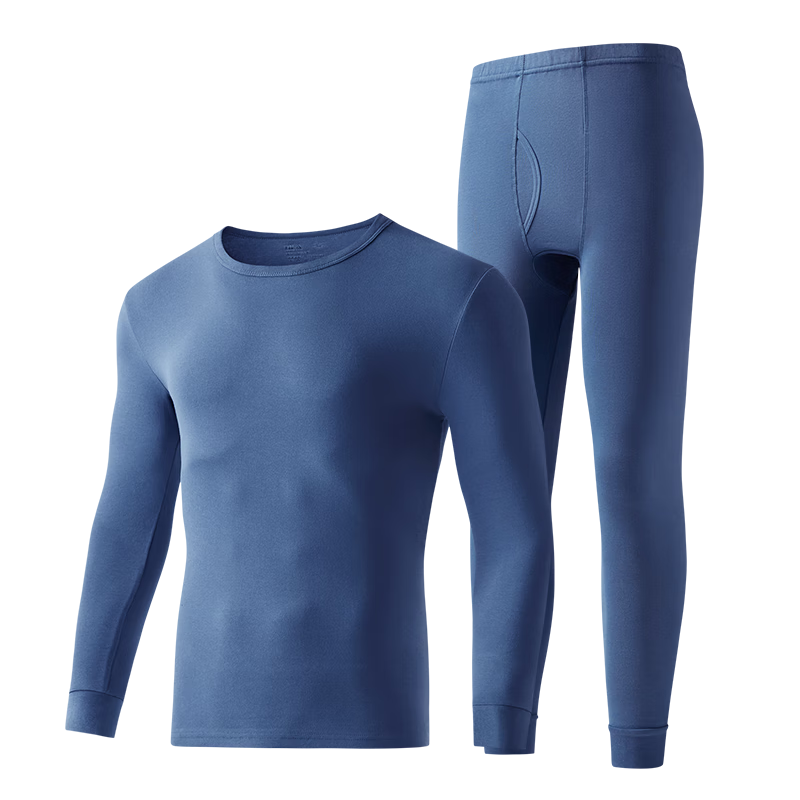 HLA Men's Autumn Underwear Set, Pure Cotton 210g 10A Antibacterial Anti-Mite Anti-Static Thermal Underwear Thin Warm Inner Wear