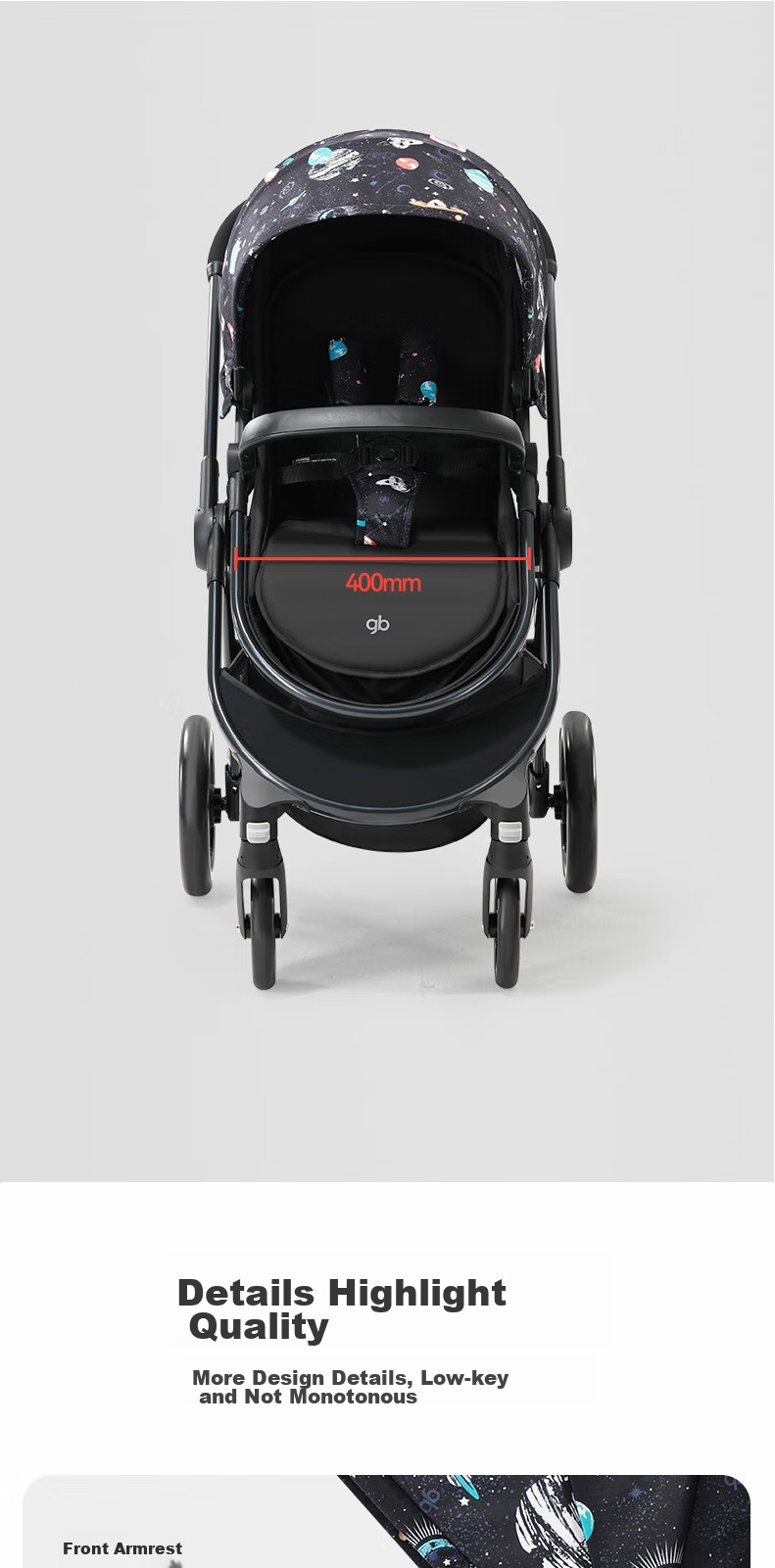 Gb Stroller with Reclining And Sitting Positions, Reversible, High Landscape View, Foldable Baby Carriage GB101 11