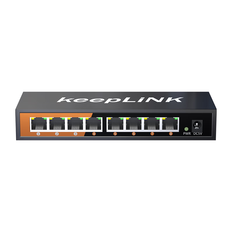KeepLINK KP-9000 Gigabit 8-Port Switch, Enterprise-Grade, for Home And Dormitory Use, Security Monitoring Network Splitter, Hub, Flow Divider / Unit