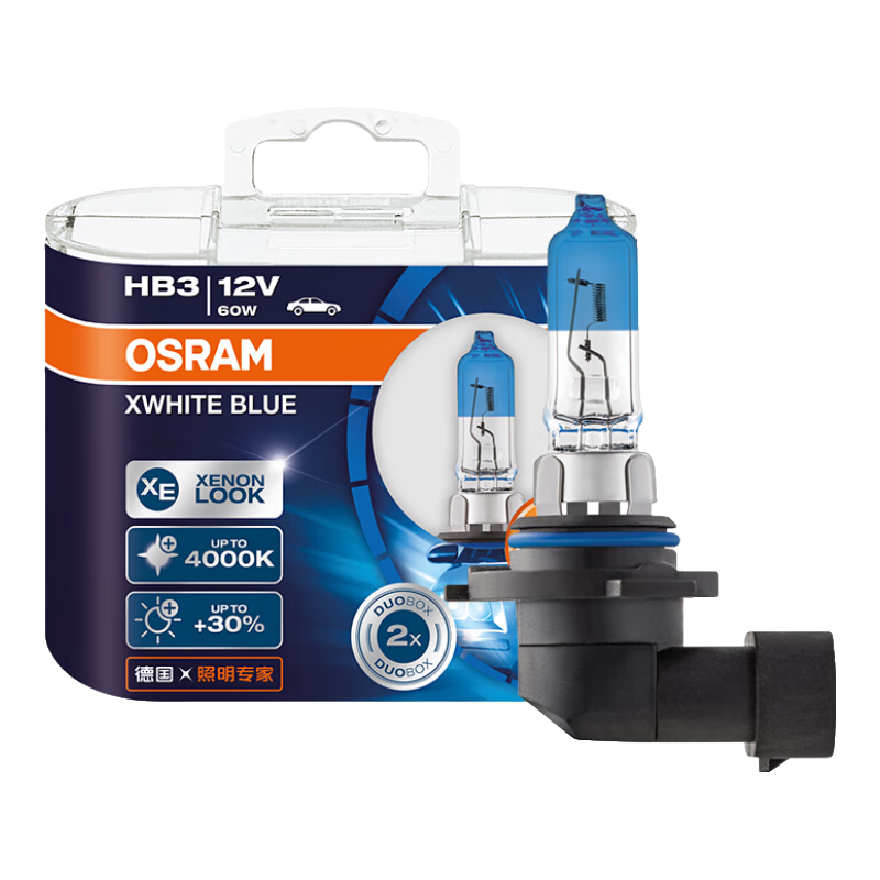 OSRAM Automotive Headlights High Beam Low Beam Halogen Lamp Bright White Blue HB3(9005) [4000K] 12V 60W