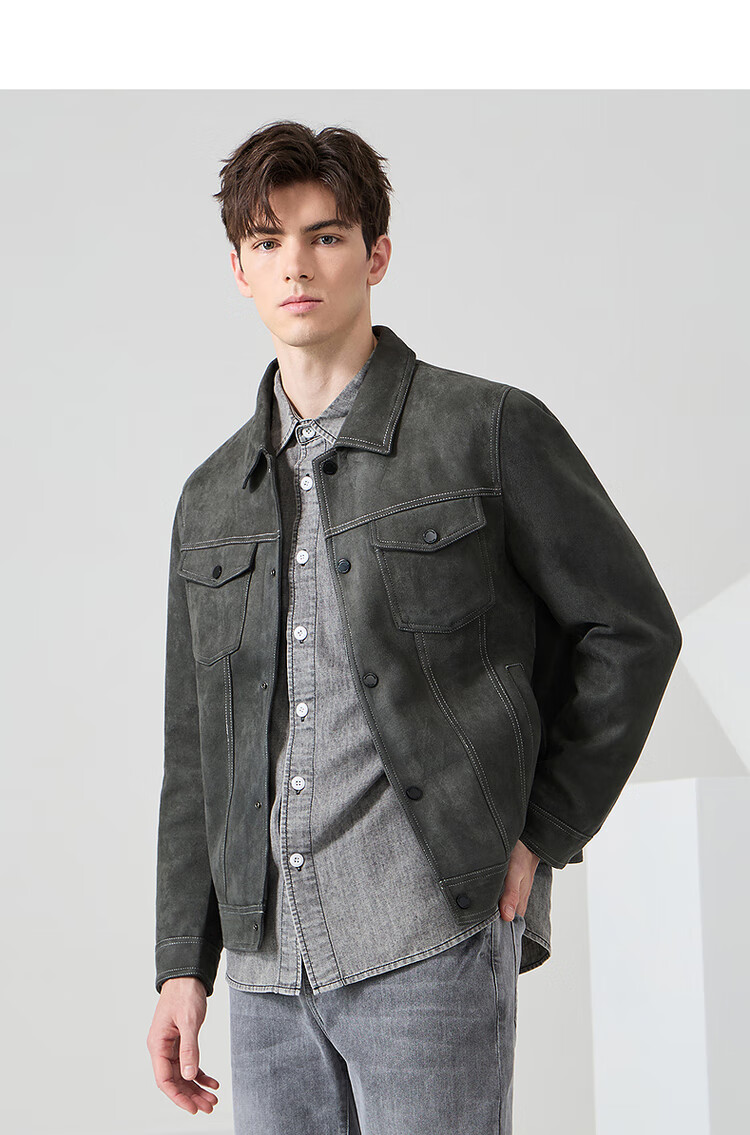 DANCING WOLVES [Suede] Jacket for Men, Versatile Lapel Jacket, Comfortable And Stylish Coat for Men, 102 Dark Blue, Size 165 12